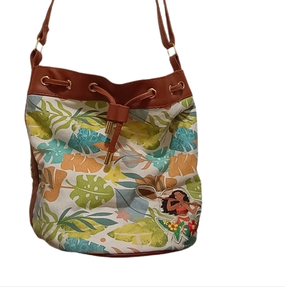 Disney Handbags - Disney Moana Brown Swim Shoulder Bag with Leather Accents